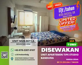 DISEWAKAN Unit Apartemen tipe studio, dengan Harga Termurah se-Bandung