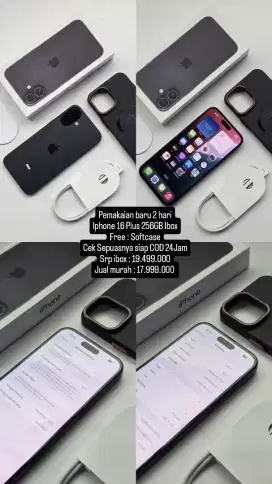 Iphone 16 plus 256GB Ibox Hitam