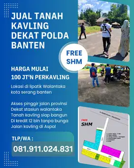JUAL TANAH KAVLING SIAP BANGUN DEKAT POLDA BANTEN CIPOCOK