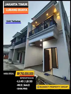 Rumah 2 lantai cash kpr  free bphtb 750 jutaan 2kt 2km jakarta