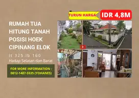 Rumah Tua Hitung Tanah Posisi Hoek Lt 325 Cipinang Elok