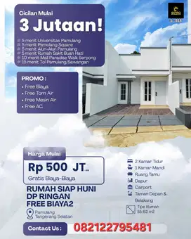 Rumah Siap huni DP ringan free biaya2 di Pamulang