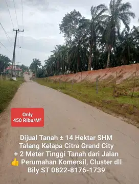 Tanah ± 14 Ha CGC Talang Kelapa Murah Palembang komersil