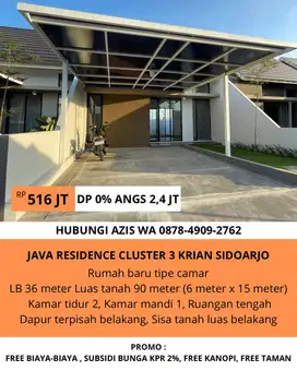 Jual rumah tipe camar 6x15 lokasi Java residence 3 Krian sidoarjo