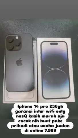 Iphone 14 pro 256gb garansi inter wifi only
