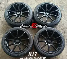 Velg + ban vossen r17 4x100 4x114,3 raize rocky jazz avanza dll
