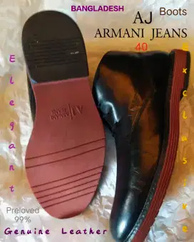 AJ BOOTS ARMANI JEANS 40,5 ( 6,5 ), KuliT, Elegan, Eksklusif, Nyaman