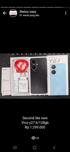 Vivo y27 ram 6/128gb like new