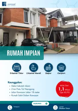 Dijual rumah 2lantai, sejuk dan asri dekat Transtudio Mall cibubur