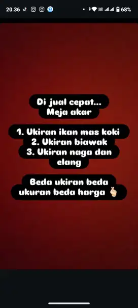 Meja akar kayu ukir
