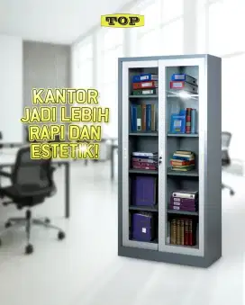 TOP Cupboard Sliding Glass - Rak Buku Besi - Lemari Arsip Pintu Geser