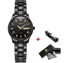 jam tangan olevs wanita original warna hitam