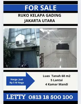 Ruko Kelapa Gading  Jakarta  Utara Rp 5 M Nego