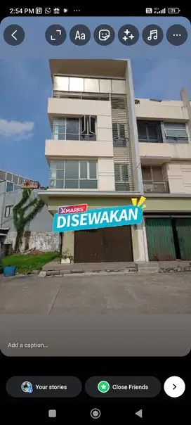 Disewakan Ruko Hoek 4 lt 4,5 x 13m2 cocok untuk usaha online, office