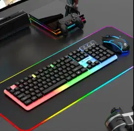 Sepaket Keyboard Mouse Gaming dengan Lampu RGB