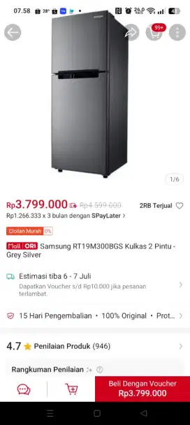 KULKAS SAMSUNG 2 PINTU