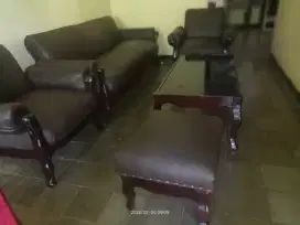 Meja kursi sofa tamu  antik jati tua sofa jadul bekas kain baru