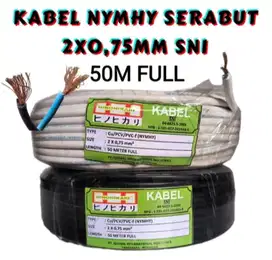 Kabel Listrik Hinohikari NYMHY Serabut 2 x 0,75mm 50 METER FULL
