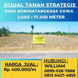 JUAL TANAH STRATEGIS JL POROS BORIMATANGKASA DESA BAJENG GOWA MAKASSAR