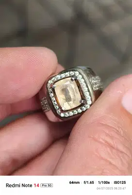 Batu yellow safir sapphire Srilanka 2.82 crat ring perak memo CGL