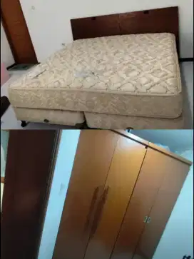 Sale kasur king koil 200x200cm dipan king koil+ 2 lemari pakaian