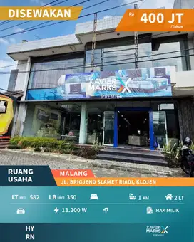 Disewakan Ruang Usaha Nol Jl Brigjen Slamet Riadi Oro-Oro Dowo, Malang