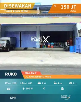 Disewakan Murah Ruko 2 Jejer Strategis Nol Jalan Raya Wendit Malang