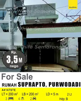 DIJUAL RUMAH DI SUPRAPTO PURWODADI A4147