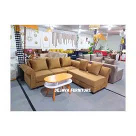 Sofa sudut L + meja. Gratis ongkir