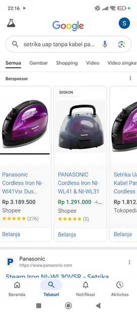 Setrika UAP Panasocic Tanpa Kabel