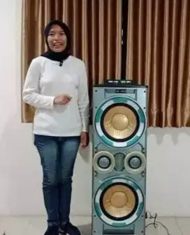 Speaker Aktif Double 12 Inc 2 Mic Wireless Baru