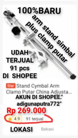 100%br TERLARIS TERMURAH ARM STAND SIMBAL PLUS CLAMP PUTAR