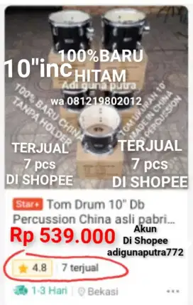 100%baru TERMURAH TOM 8 459rb 10 539rb TOM DRUM CHINA