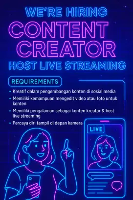 Host Live Streaming & Content Creator (Wanita) 