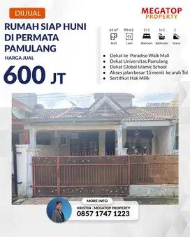 Rumah Dijual Murah di Permata Pamulang Dekat UNPAM
