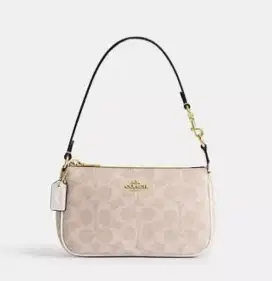 Coach Corner Zip Wristlet With Signature Canvas