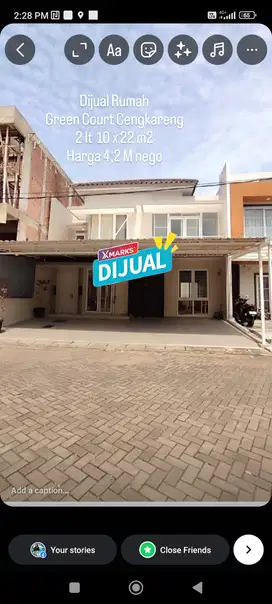 Dijual Rumah 2 lt 10 x 22 m2 di Green court Cengkareng Hadap Utara Shm