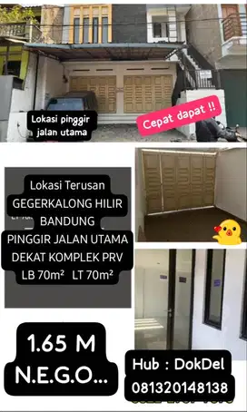 DIJUAL RUKO LOKASI TERUSAN GEGERKALONG HILIR BANDUNG