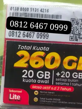 12 DIGIT TELKOMSEL PRABAYAR BONUS KUOTA 260 GB SETAHUN.