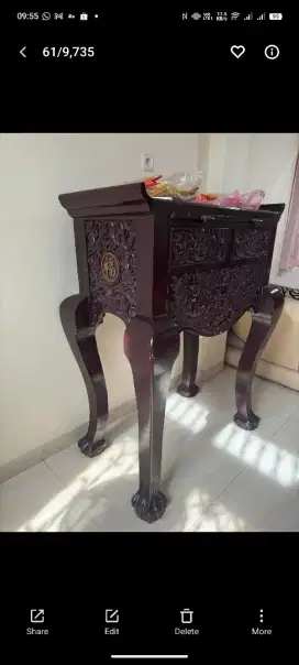 Meja sembahyang kayu jati asli tebal berat