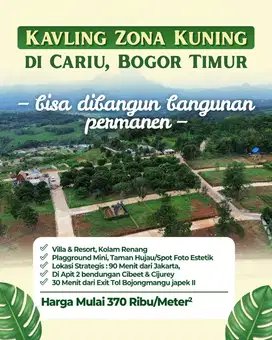 Dijual Kavling Villa Cuma 30 Menit ke Tol Bojong Mangu