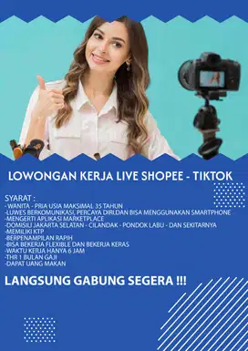 DIBUTUHKAN HOST LIVE MARKETPLACE - KERJA CUMA 6 JAM AJA