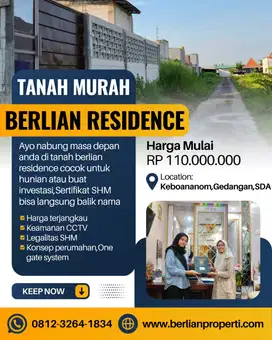 Tanah Murah Siap Bangun Gedangan SHM Split On Hand