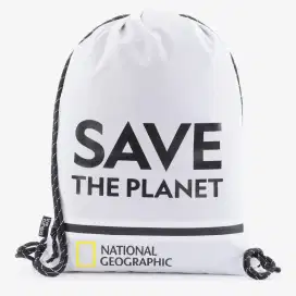 Tas Rajut Serut Backpack/String Bag National Geographic White Original