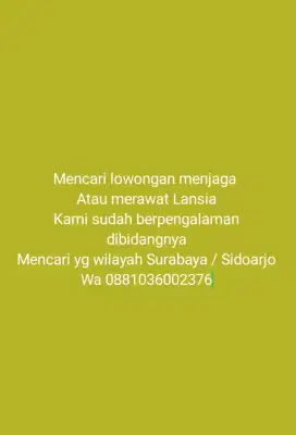 Mencari lowongan jaga lansia Surabaya sidoarjo