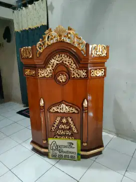 Mimbar masjid podium full kayu jati