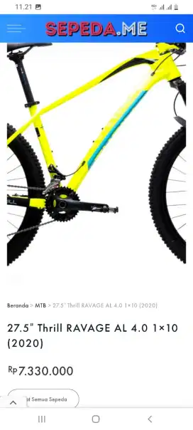 Mtb Thrill RAVAGE 4.0 Uk 27,5 Size M Upgred Hfh Strummer Jangkrik