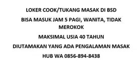 LOKER COOK/TUKANG MASAK AREA BSD