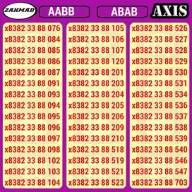 AXIS-B) NOCAN Axis AABB ABAB ABBA kartu perdana nomor cantik super mur