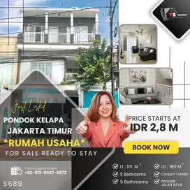 PD KELAPA RUMAH 3 LANTAI USAHA LAUNDRY LOKASI PINGGIR JALAN RAYA S689